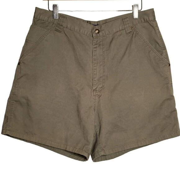 Bugle Boy Originals Pants - Vintage Bugle Boy Women's 16 High Rise Carpenter Shorts 90's Casual Olive Green